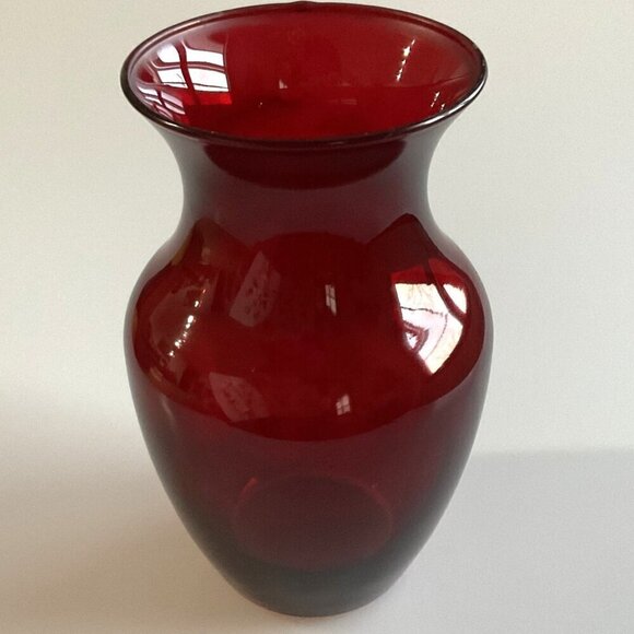 RED GLASS VASE BOUQUET DECORATIVE - Picture 2 of 8